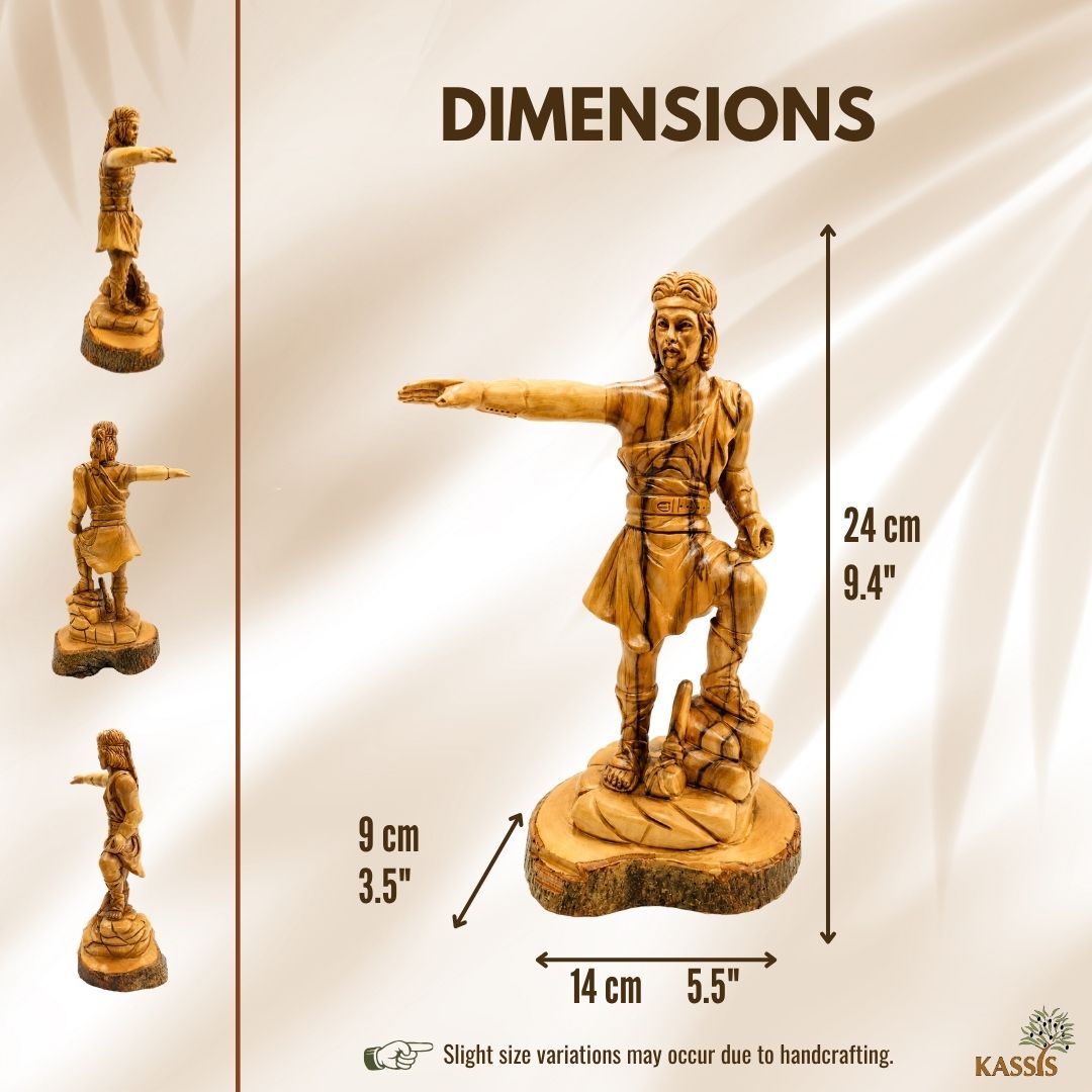 Captain Moroni Statue - Handcrafted Olive Wood Figure from Bethlehem