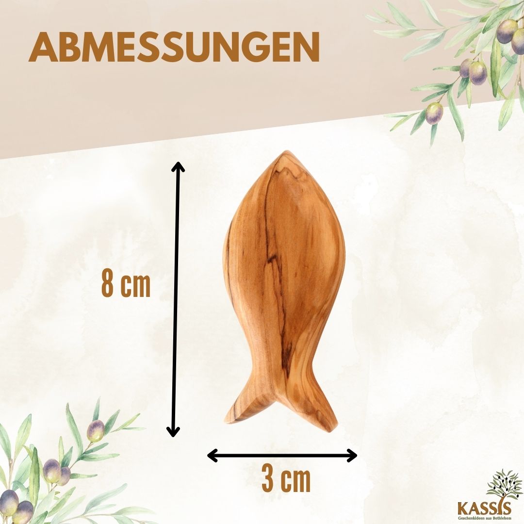 Personalized Fish Worry Stone made of Olive Wood with Engraving | Gift for Baptism, Communion, Confirmation