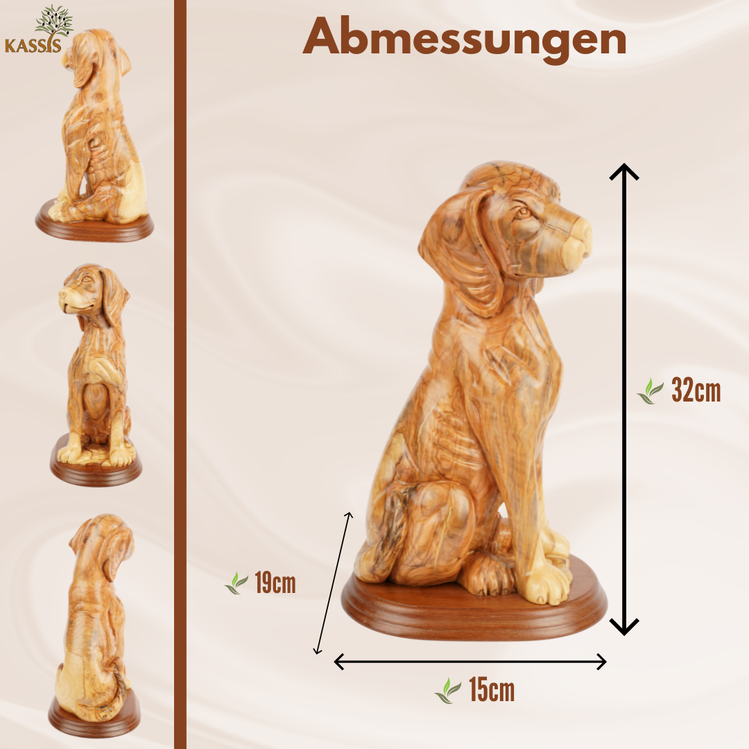 Hand-Carved Olive Wood Dog – Exclusive Wooden Sculpture from Bethlehem (32 cm)