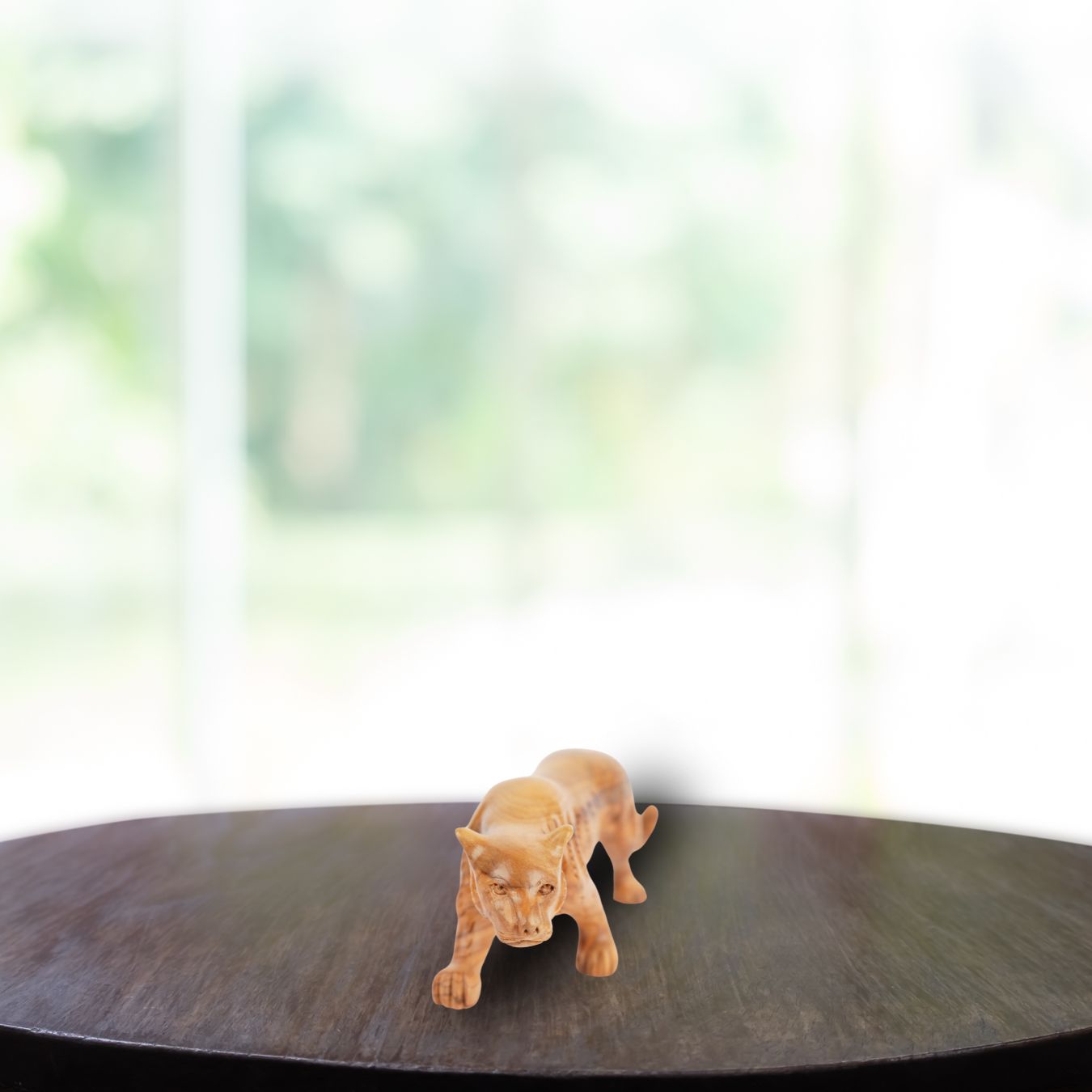 Hand-Carved Olive Wood Puma (small) – Artistic Wooden Sculpture from Bethlehem (7x20 cm)