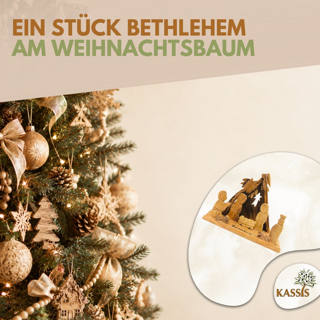 Olive Wood Nativity Scene Puzzle, 6.5 cm (without bark) | Christmas Decor & Gift for Advent and Christmas