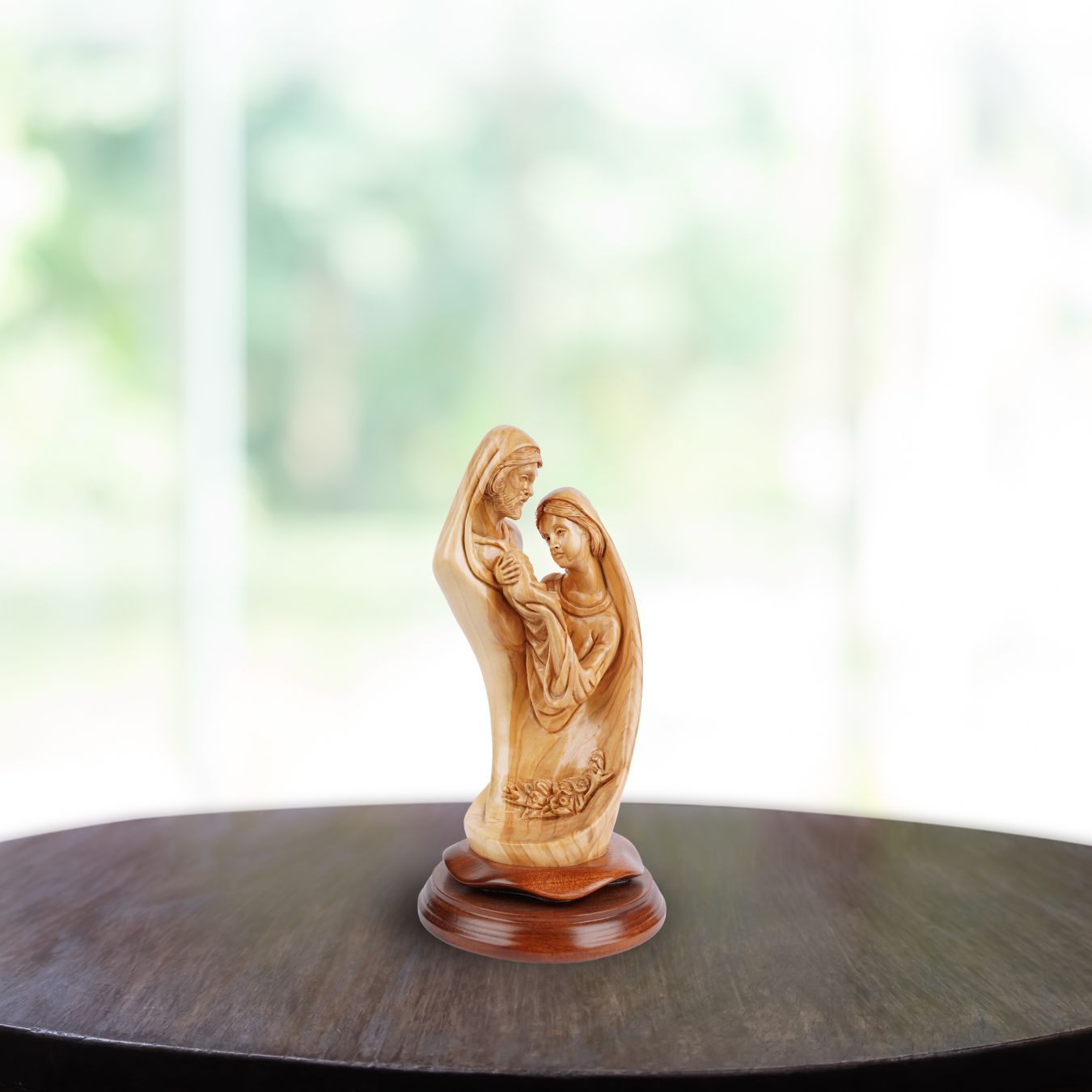 Holy Family with Baby Jesus – Hand-Carved Olive Wood Sculpture from Bethlehem (28 cm) 