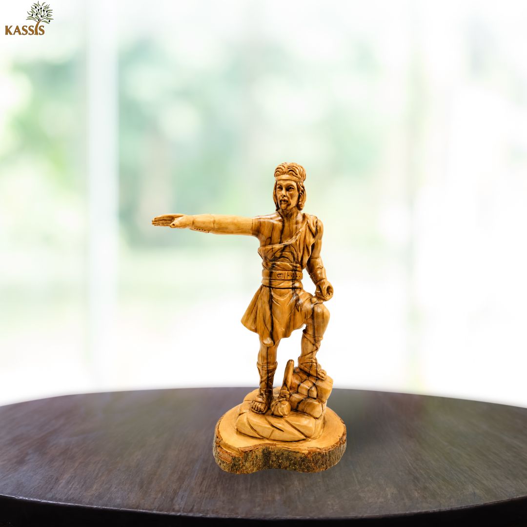 Captain Moroni Statue - Handcrafted Olive Wood Figure from Bethlehem