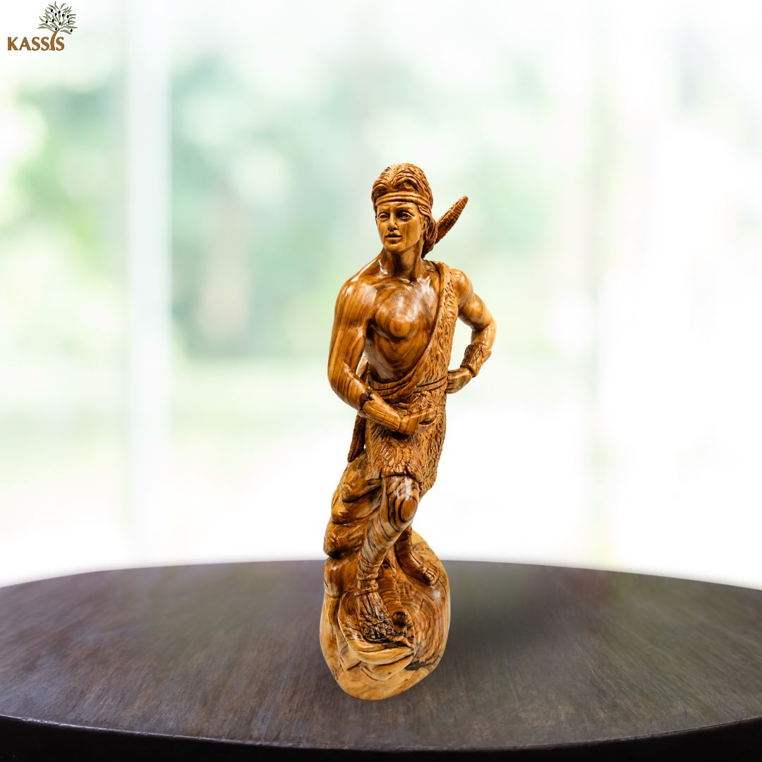 Captain Moroni Warrior - Handcrafted Olive Wood Sculpture from Bethlehem