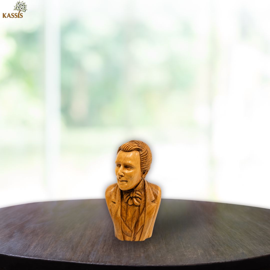 Joseph Smith Bust – Handcrafted Olive Wood Sculpture from Bethlehem