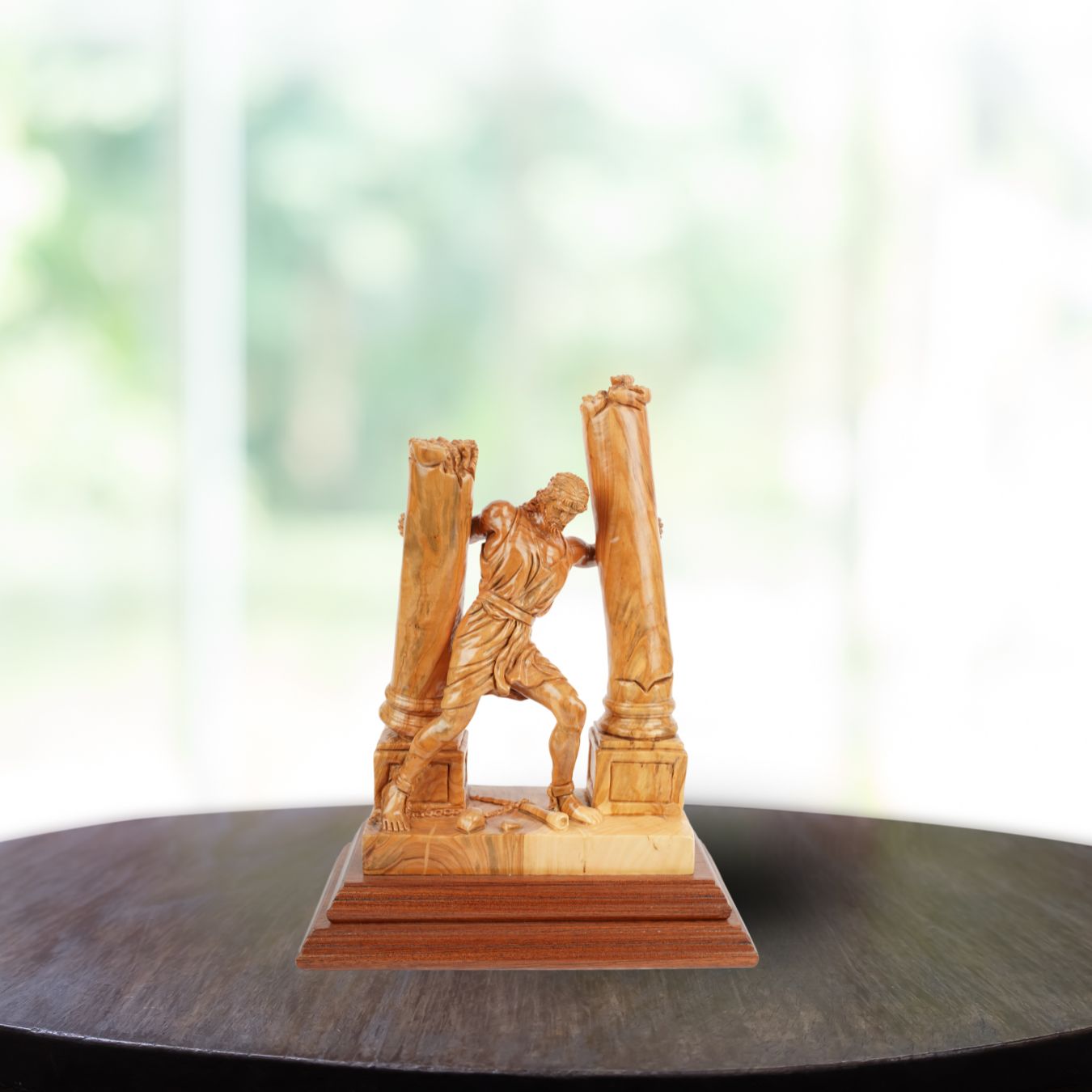 Hand-Carved Sculpture “Samson Destroys the Pillars” – Olive Wood Art from Bethlehem (28 cm)