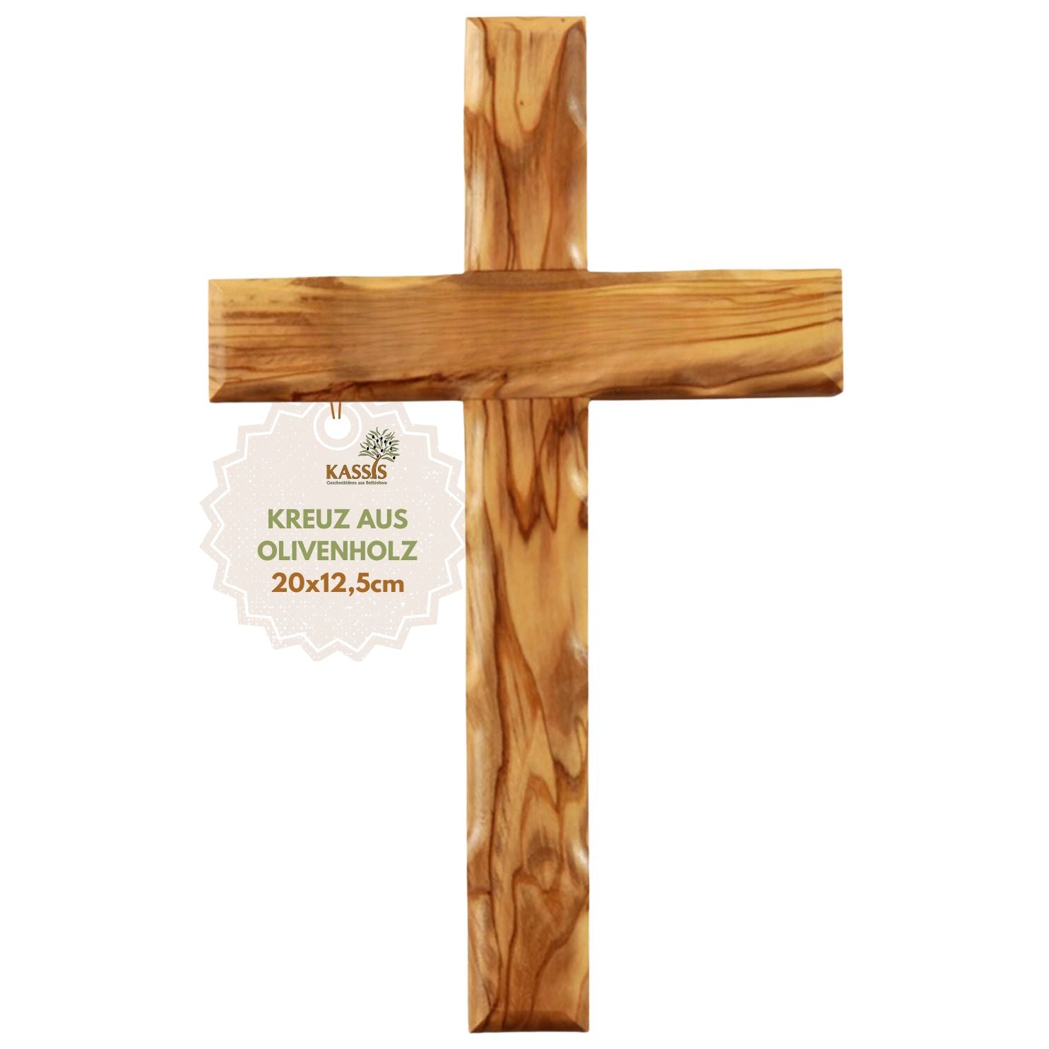 Wavy Olive Wood Cross | Simple Wall Cross as a Gift for a Baptism, First Communion, or Birth