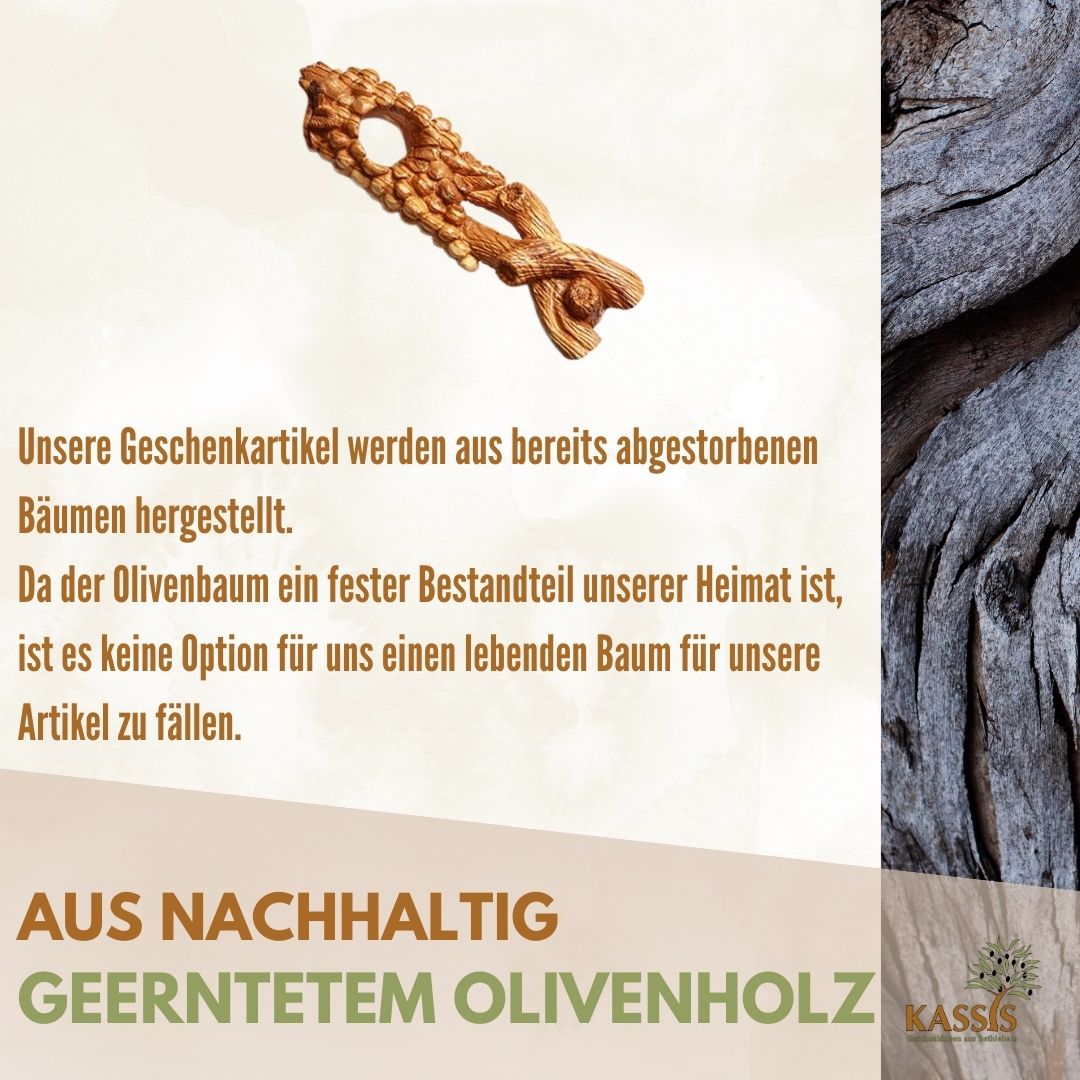 Wine bottle holder grapevine made of olive wood