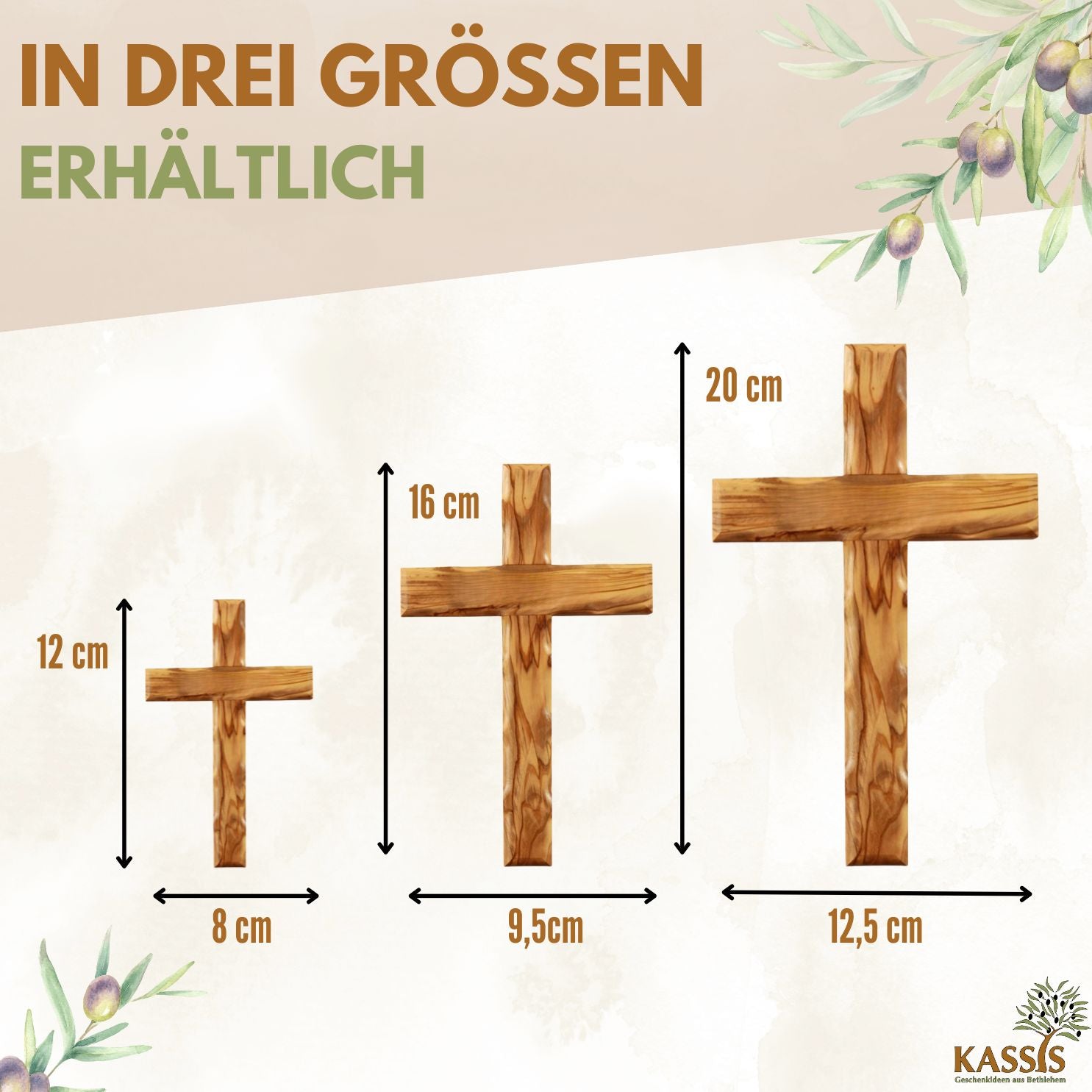 Personalized Simple Cross Made of Olive Wood | Wall Cross Gift for Baptism, First Communion, Confirmation