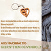Keychain Guardian Angel in Heart Made of Olive Wood