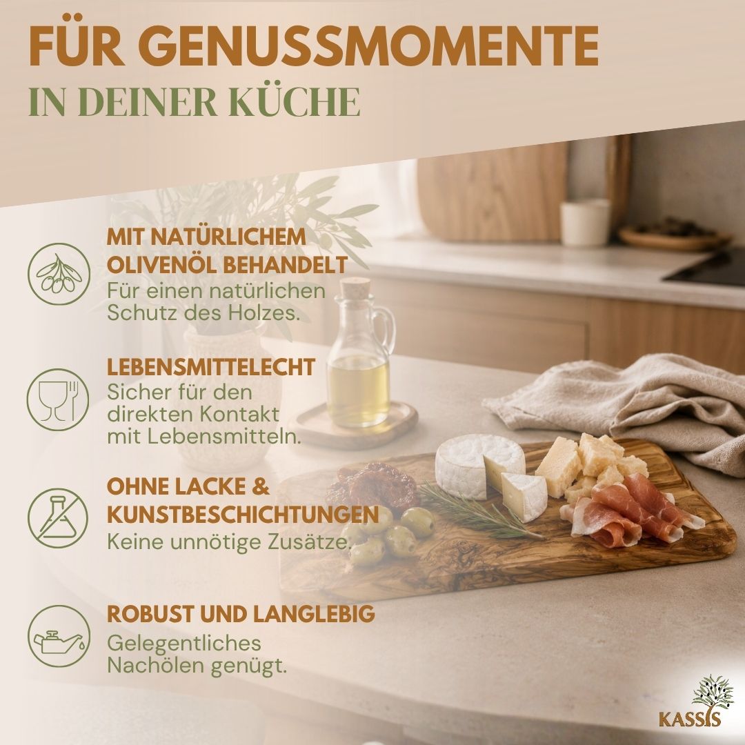 Massives Frühstücks- & Servierbrett aus Olivenholz