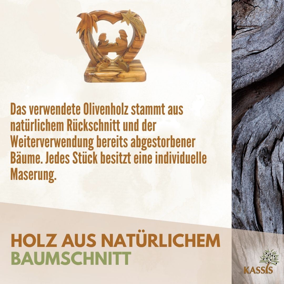 Olive Wood Nativity Scene Puzzle, 6.5 cm (without bark) | Christmas Decor & Gift for Advent and Christmas