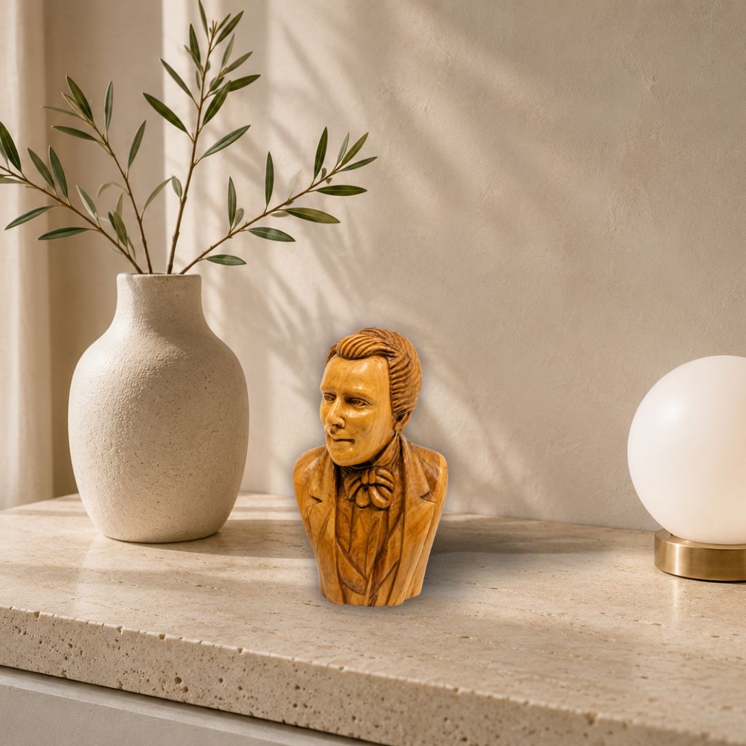 Joseph Smith Bust – Handcrafted Olive Wood Sculpture from Bethlehem