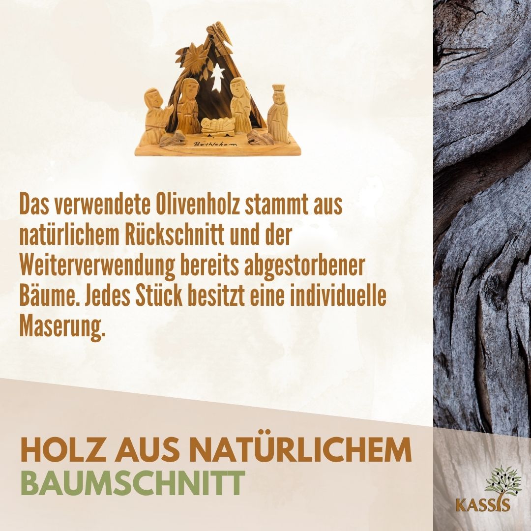 Olive Wood Nativity Scene Puzzle, 6.5 cm (without bark) | Christmas Decor & Gift for Advent and Christmas