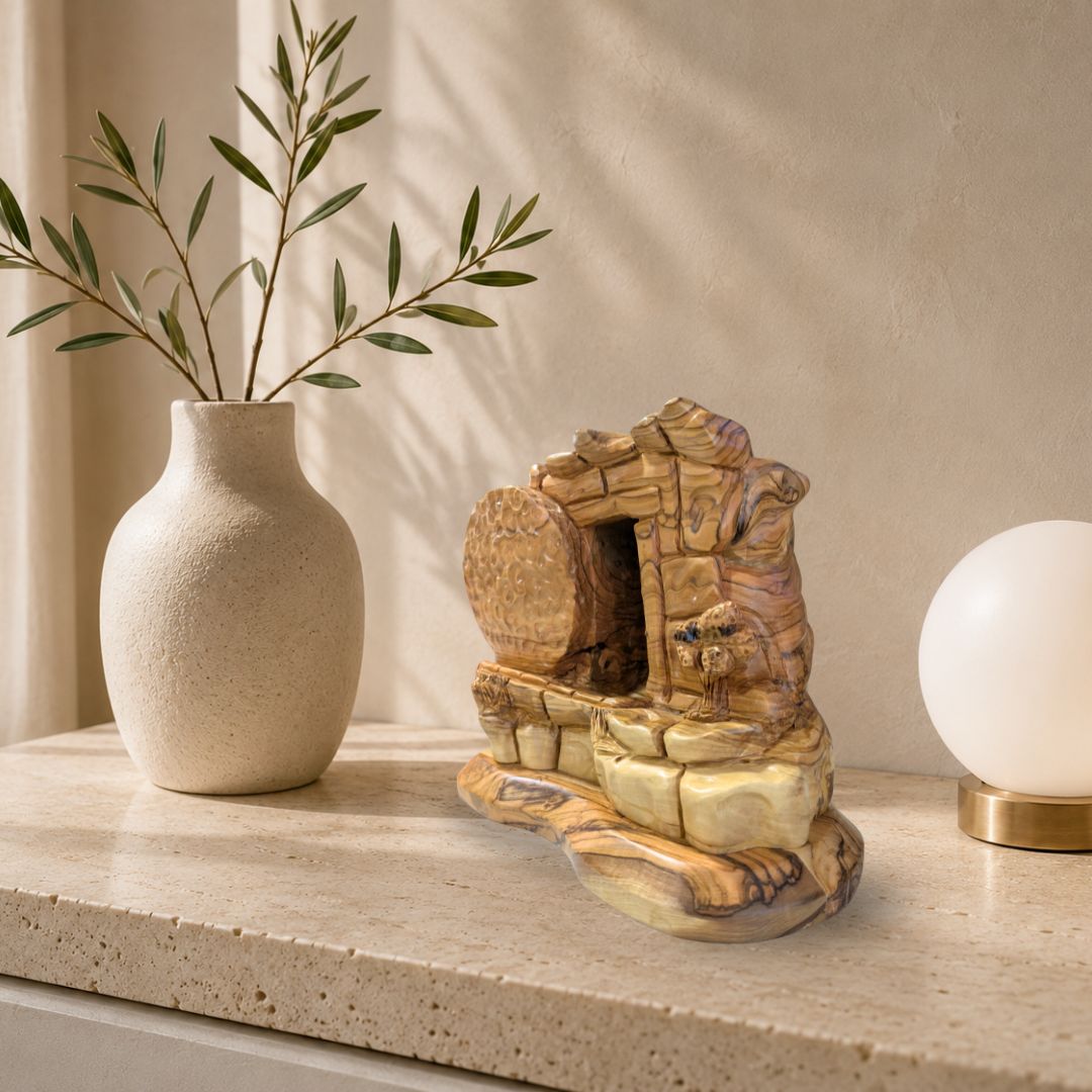The Empty Tomb – Resurrection of Jesus Christ – Handcrafted Olive Wood Sculpture from Bethlehem