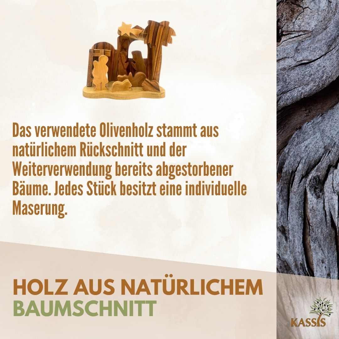 Olive Wood Nativity Scene Puzzle, 6.5 cm (without bark) | Christmas Decor & Gift for Advent and Christmas
