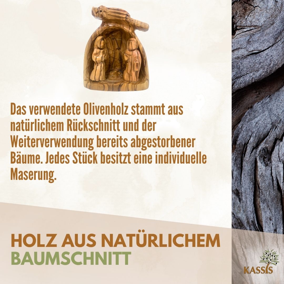 Olive Wood Nativity Scene Puzzle, 6.5 cm (without bark) | Christmas Decor & Gift for Advent and Christmas