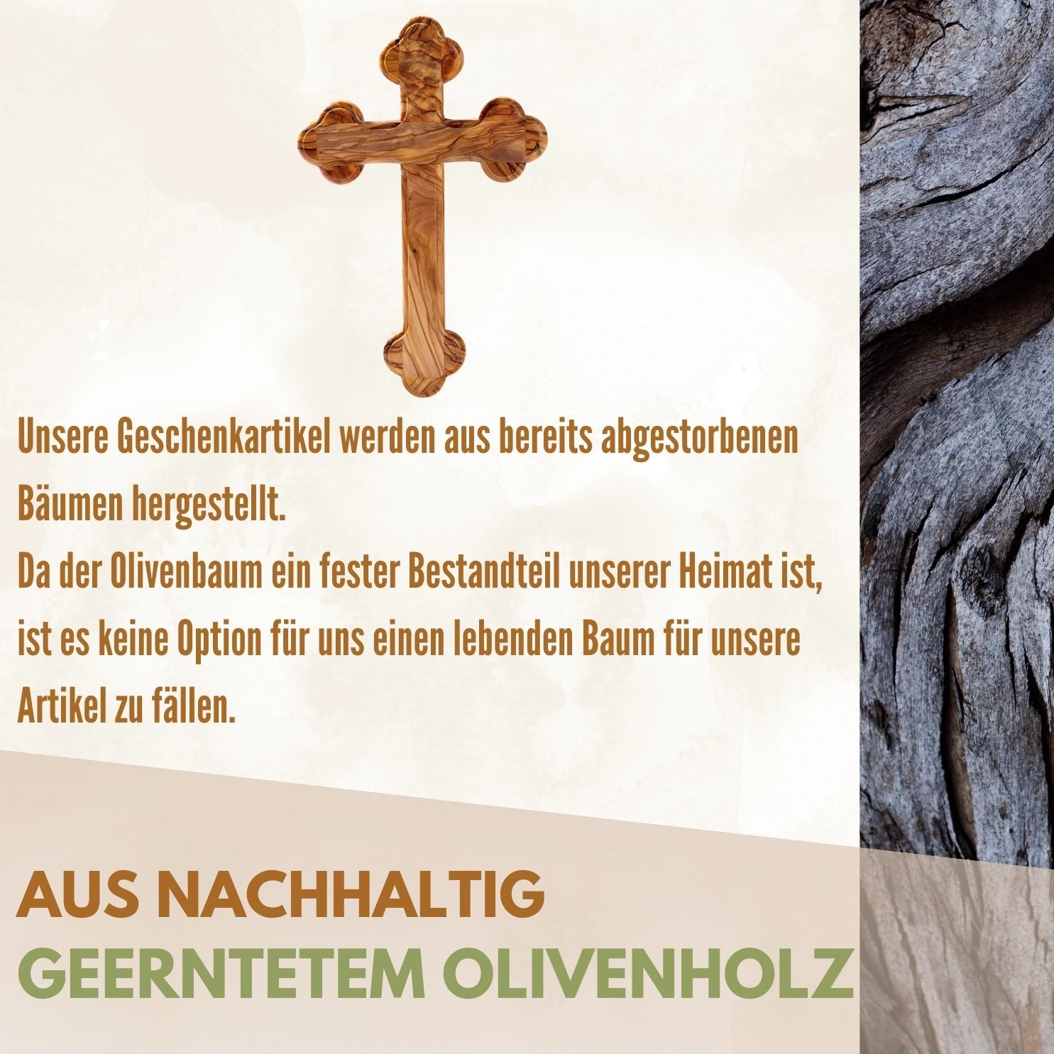 Olive Wood Cross with Rounded Edges | Wall Cross Gift for Baptism, First Communion, Confirmation