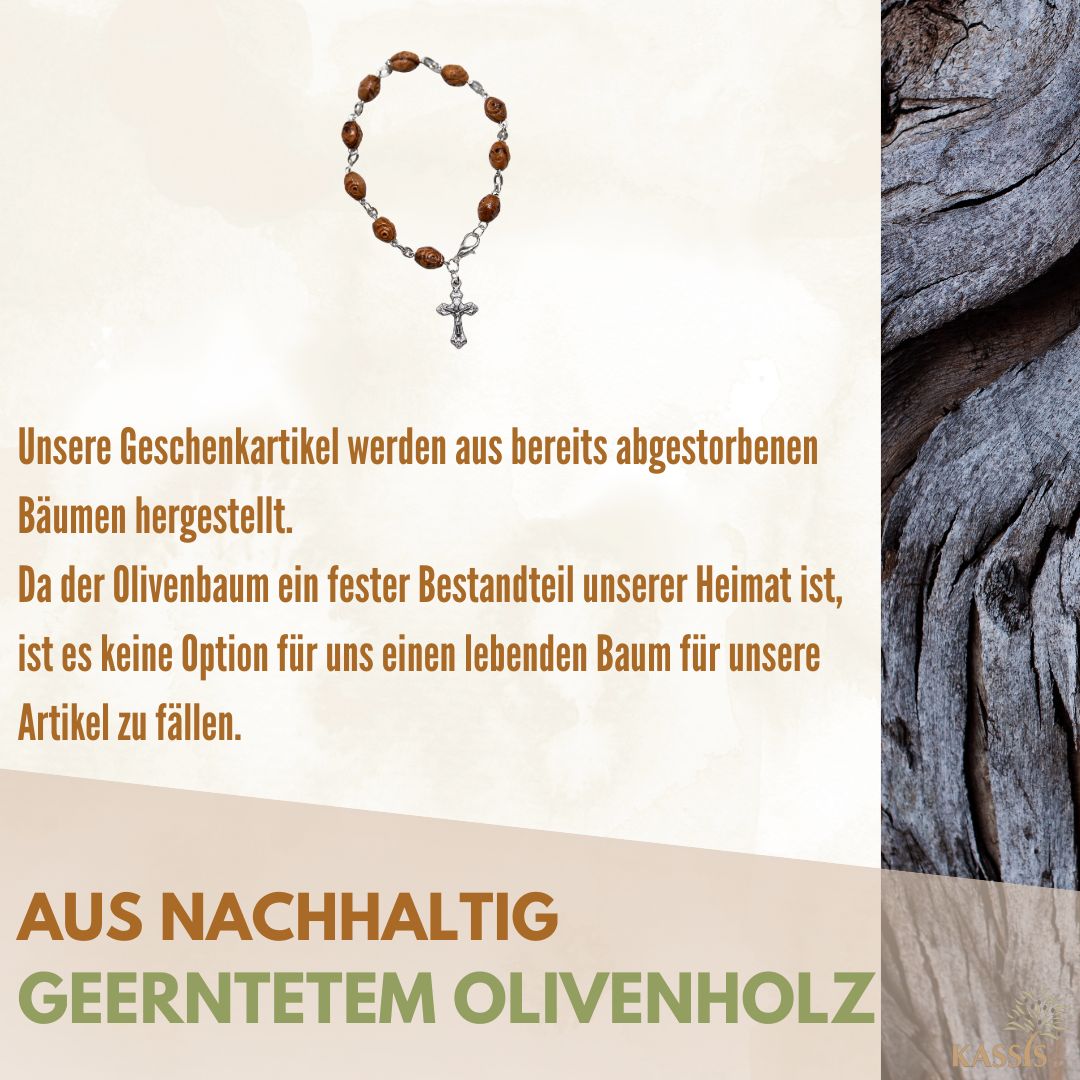 Bracelet with Decorated Olive Wood Beads