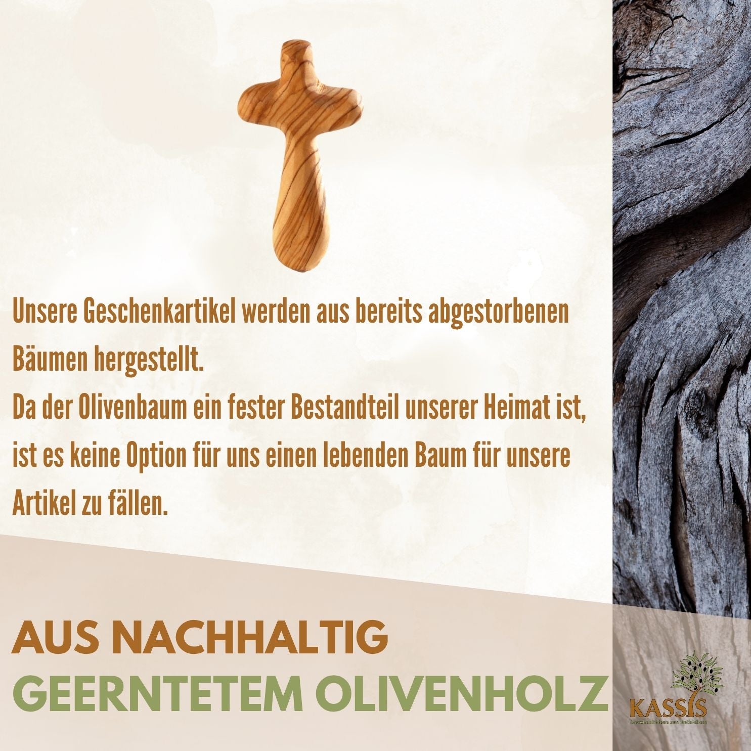 Olive Wood Cross Palm Stone | Small Hand Cross as a Good Luck Charm & Gift for a Baptism, First Communion, or as a Token of Comfort