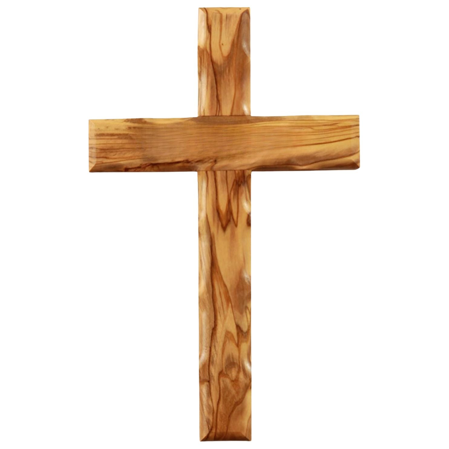 Wavy Olive Wood Cross | Simple Wall Cross as a Gift for a Baptism, First Communion, or Birth