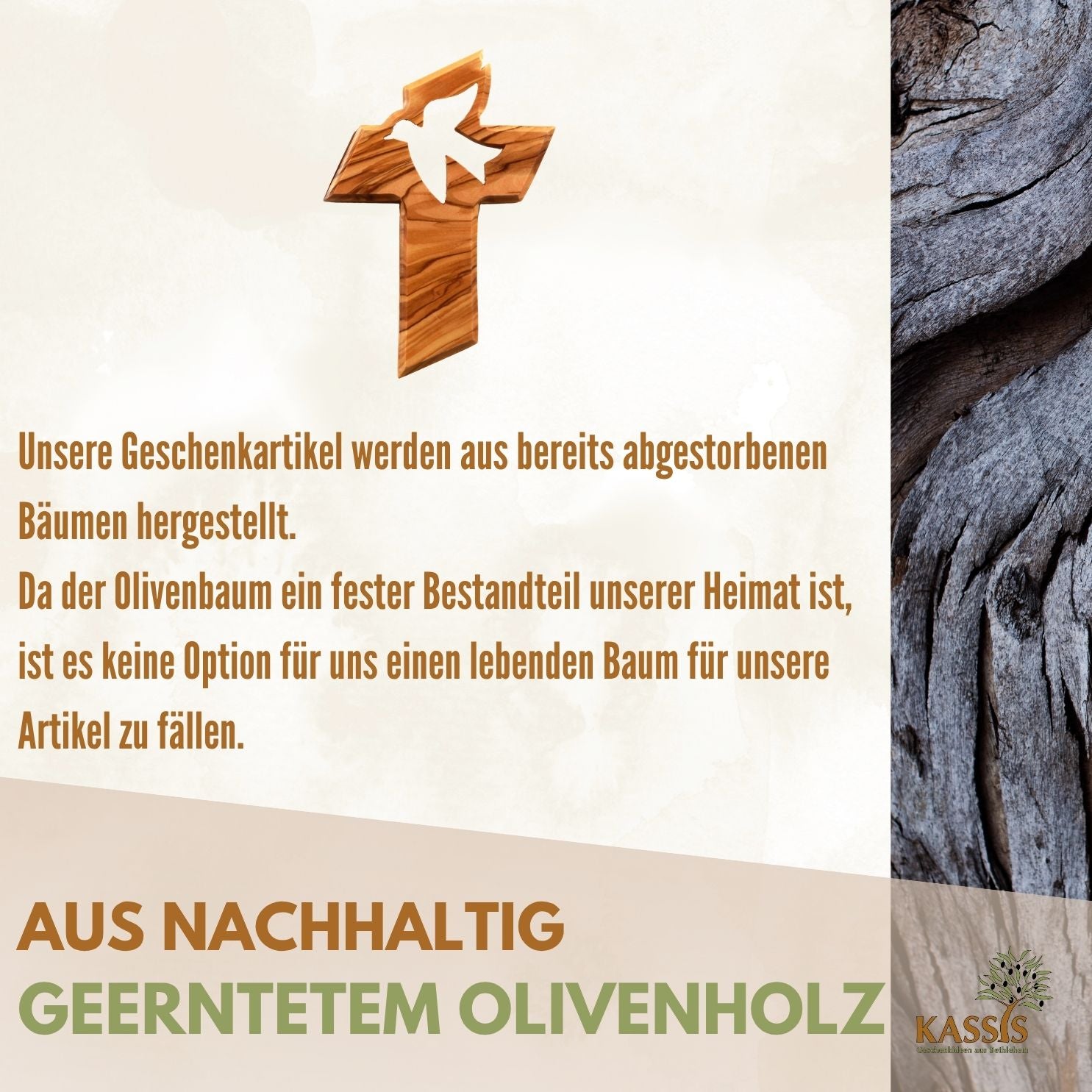 Olive Wood Cross with a Dove of Peace (13 cm) | Wall Cross as a Gift for Baptism, First Communion, and Confirmation