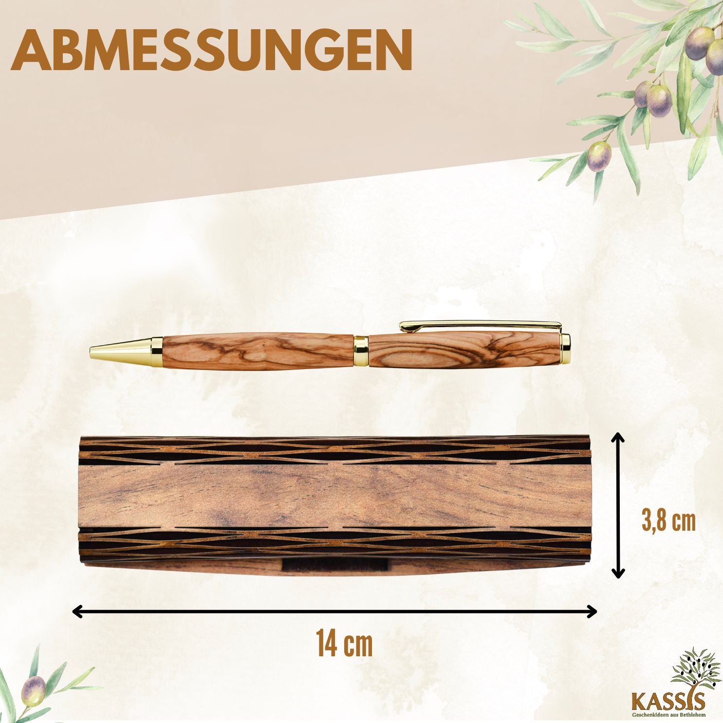 Olive Wood Ballpoint Pen in a Wooden Box | Elegant Writing Set as a Gift for the Office, Birthdays, and Graduation