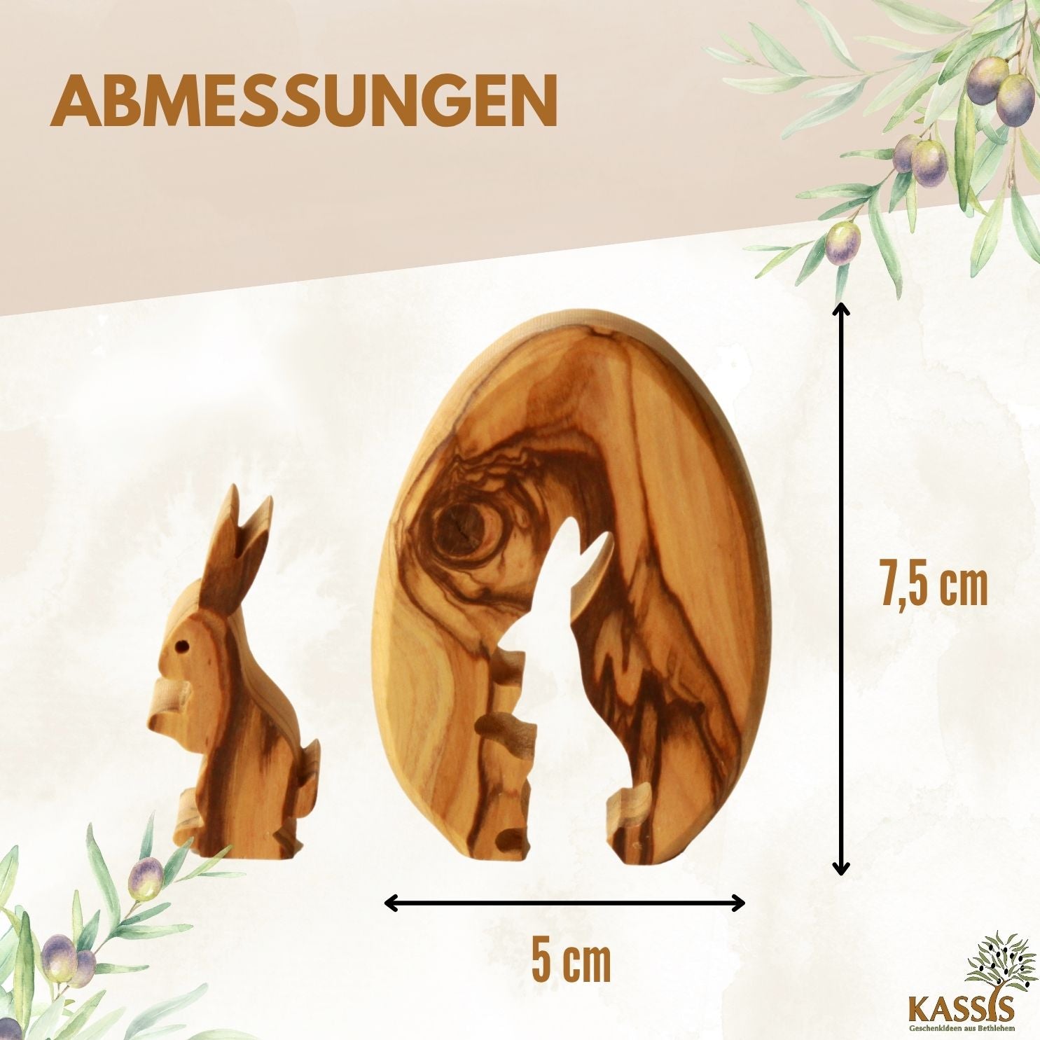 Personalized Easter Bunny in an Olive Wood Egg with Engraving | Easter Table Decoration, Gift, Spring Decoration