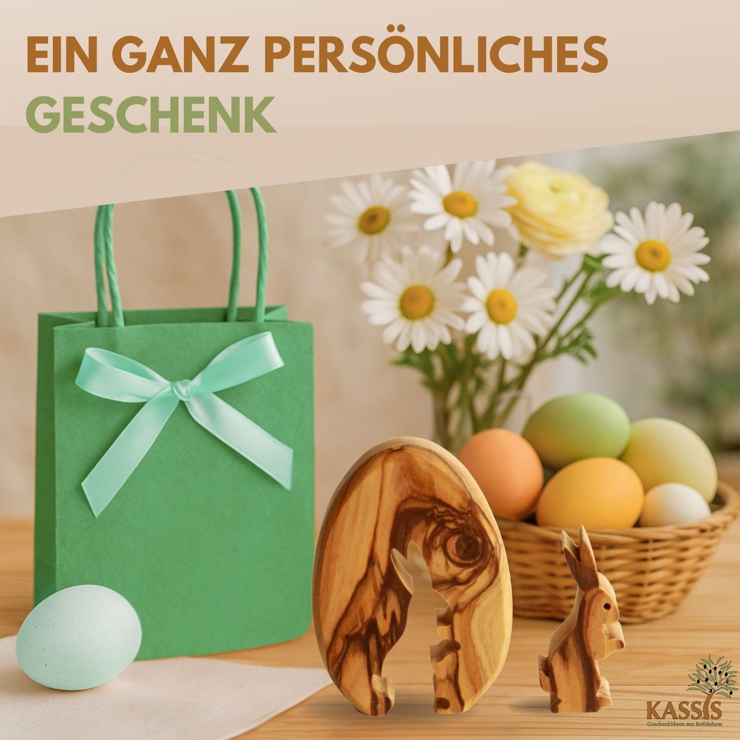 Personalized Easter Bunny in an Olive Wood Egg with Engraving | Easter Table Decoration, Gift, Spring Decoration