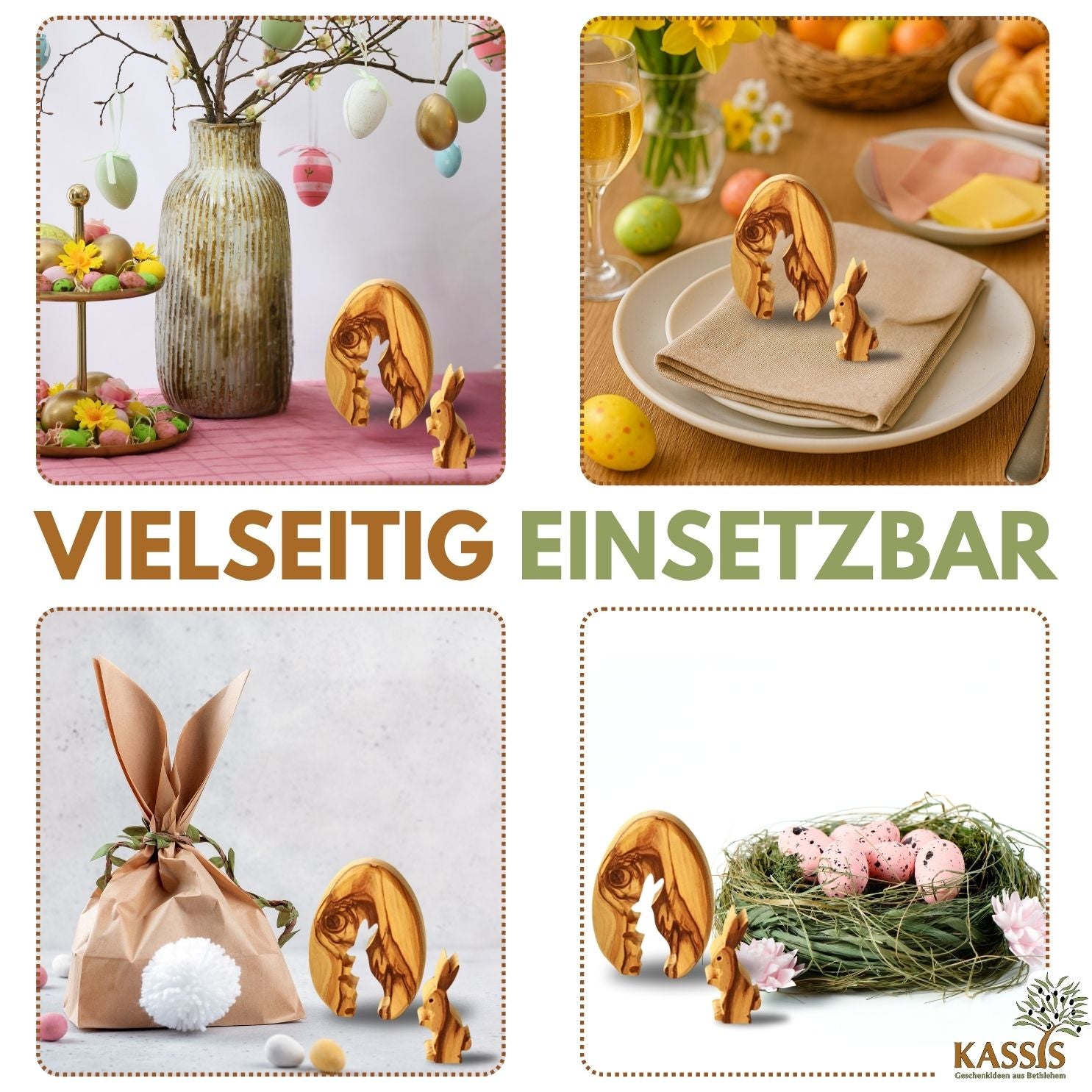Personalized Easter Bunny in an Olive Wood Egg with Engraving | Easter Table Decoration, Gift, Spring Decoration