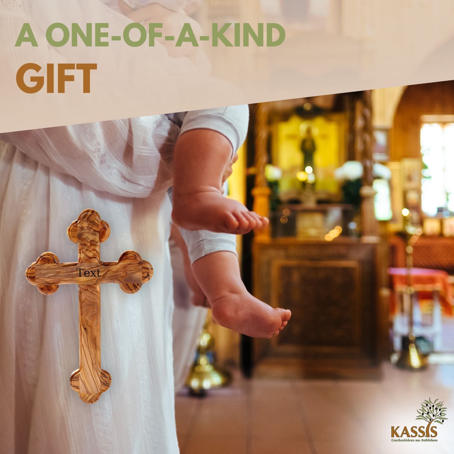 Olive Wood Cross with Rounded Edges | Wall Cross Gift for Baptism, First Communion, Confirmation