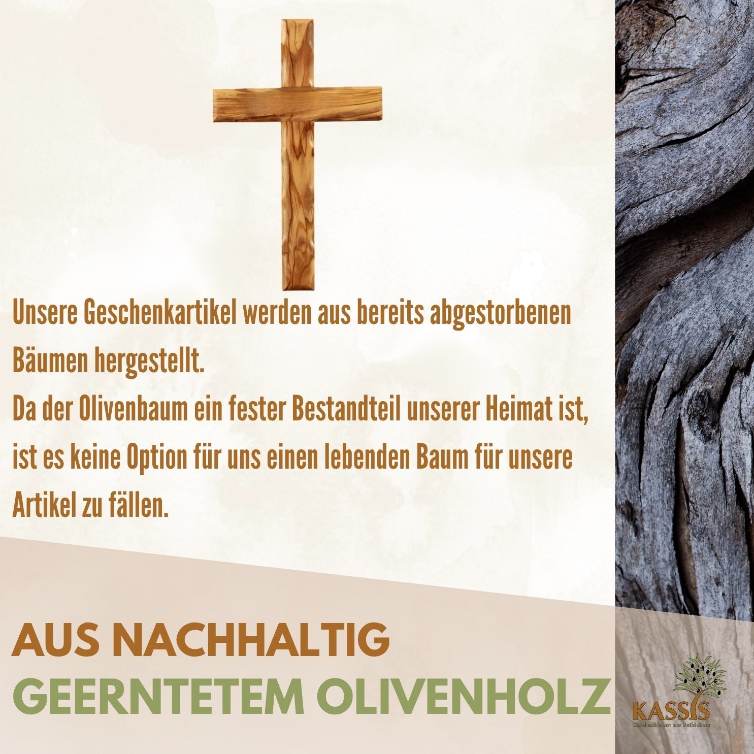 Wavy Olive Wood Cross | Simple Wall Cross as a Gift for a Baptism, First Communion, or Birth