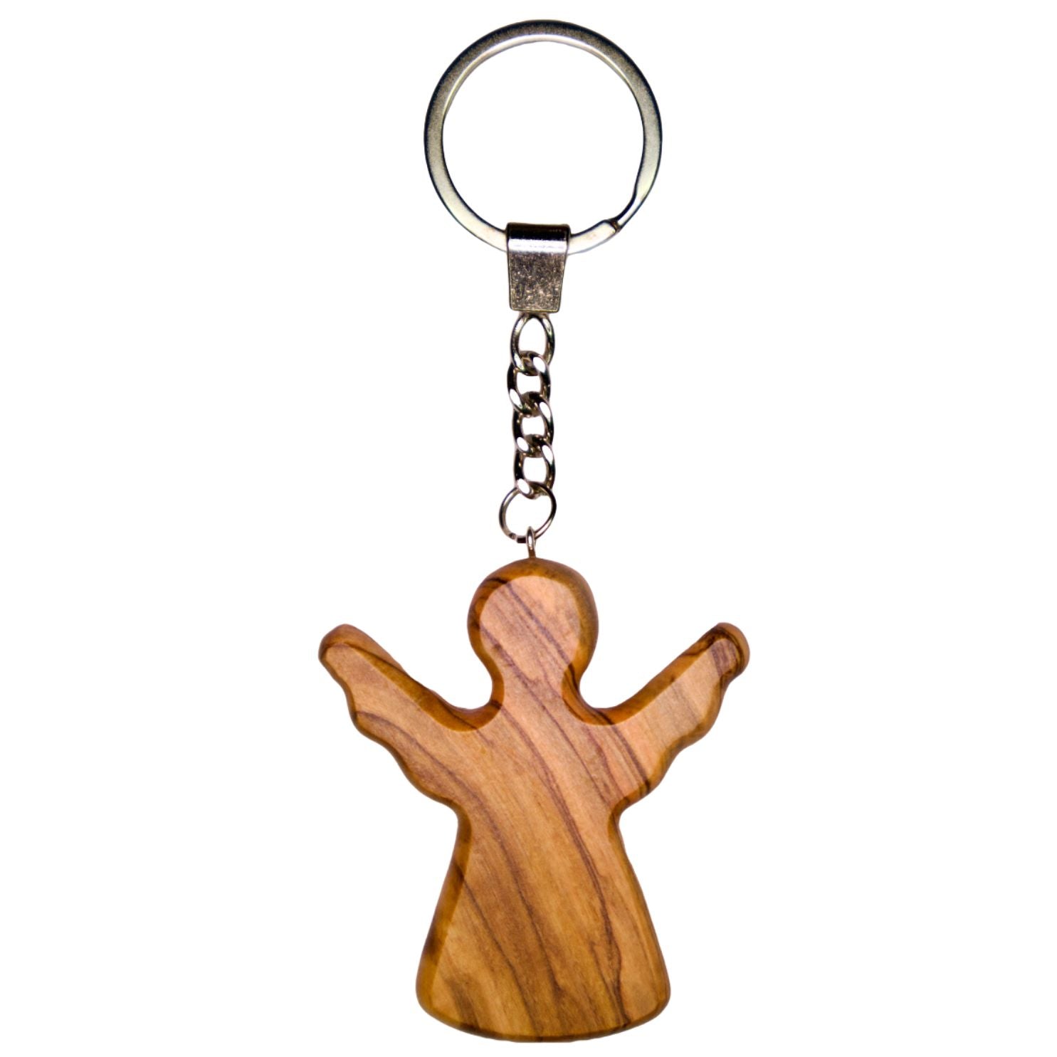 Schutzengel Schlüsselanhänger Handschmeichler aus Olivenholz | Glücksbringer Geschenk Taufe, Kommunion, Geburtstag