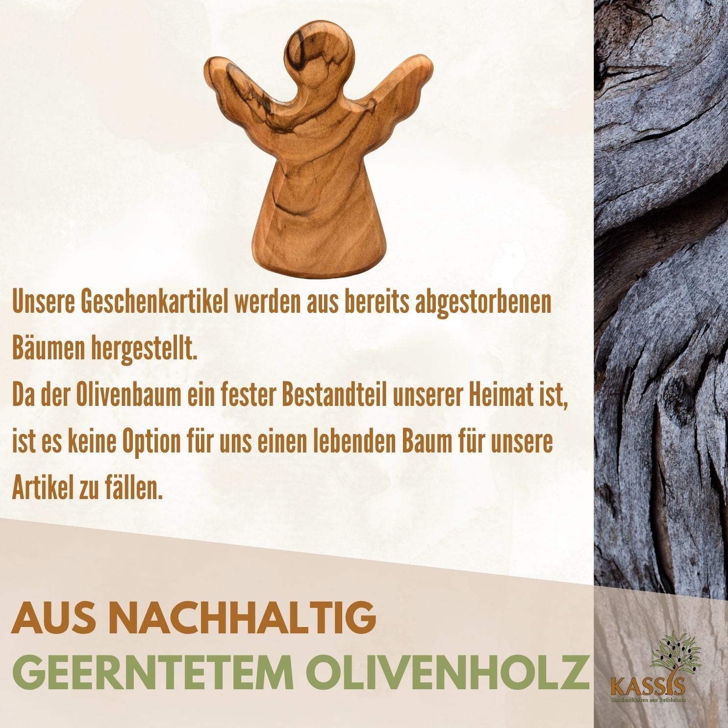 Schutzengel Schlüsselanhänger Handschmeichler aus Olivenholz | Glücksbringer Geschenk Taufe, Kommunion, Geburtstag