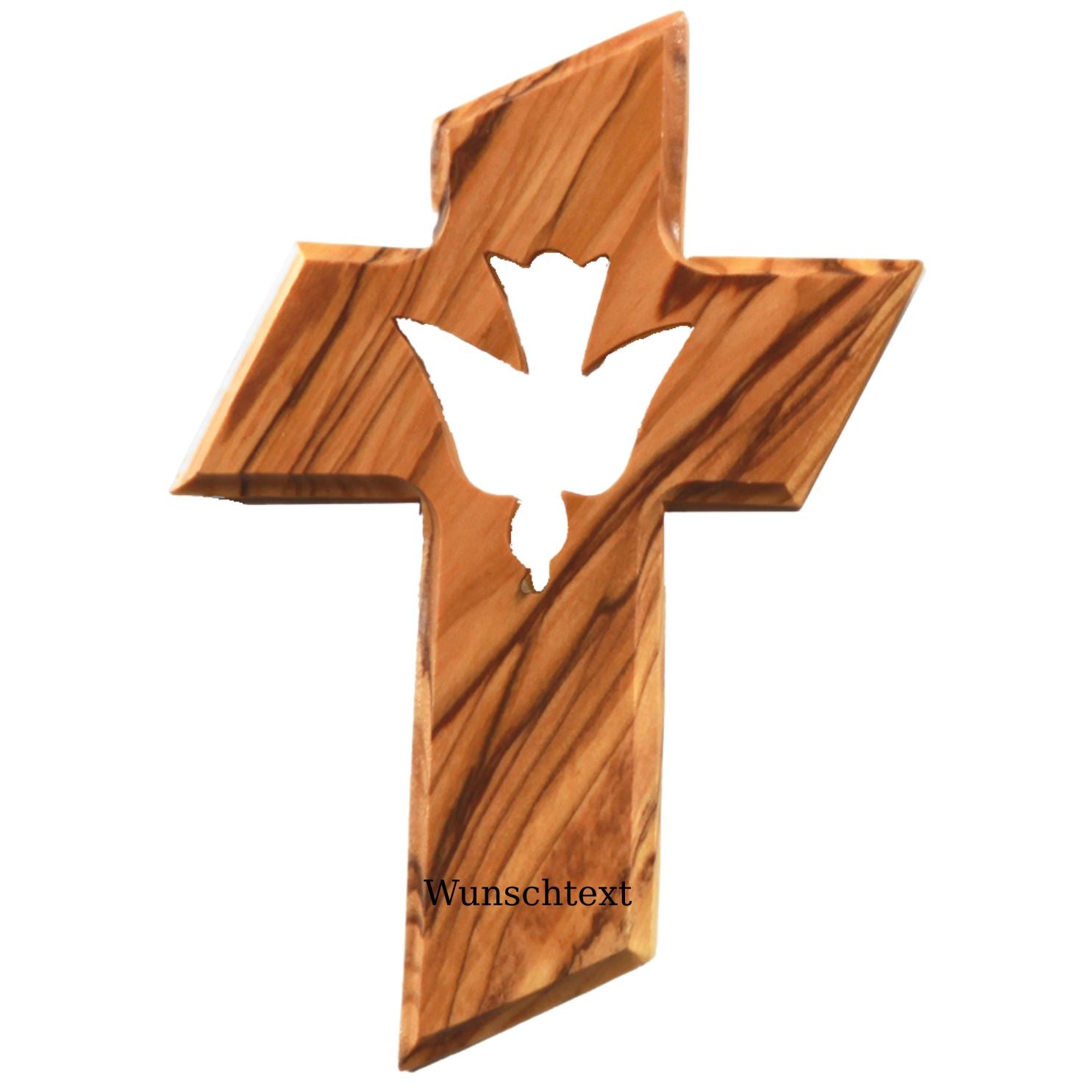 Personalized Cross with Holy Spirit Dove, Made of Olive Wood with Engraving | Baptism Cross Gift for Baptism, First Communion, Confirmation