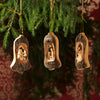 Weihnachtsdeko Baumschmuck Krippe in Glocke mit Rinde 3er Set