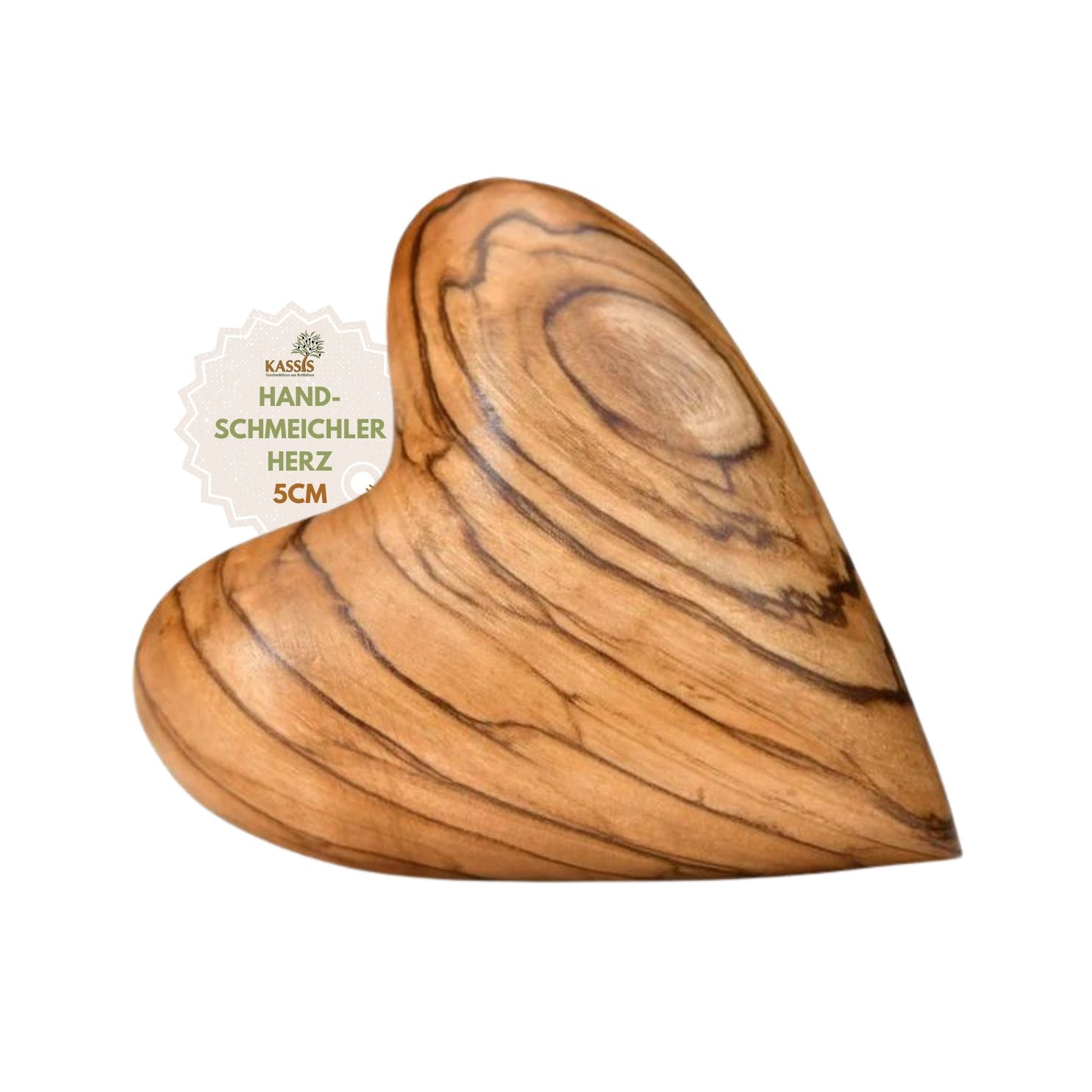 Olive Wood Heart-Shaped Palm Stone | Good Luck Charm Gift for Weddings, Valentine's Day, and Birthdays