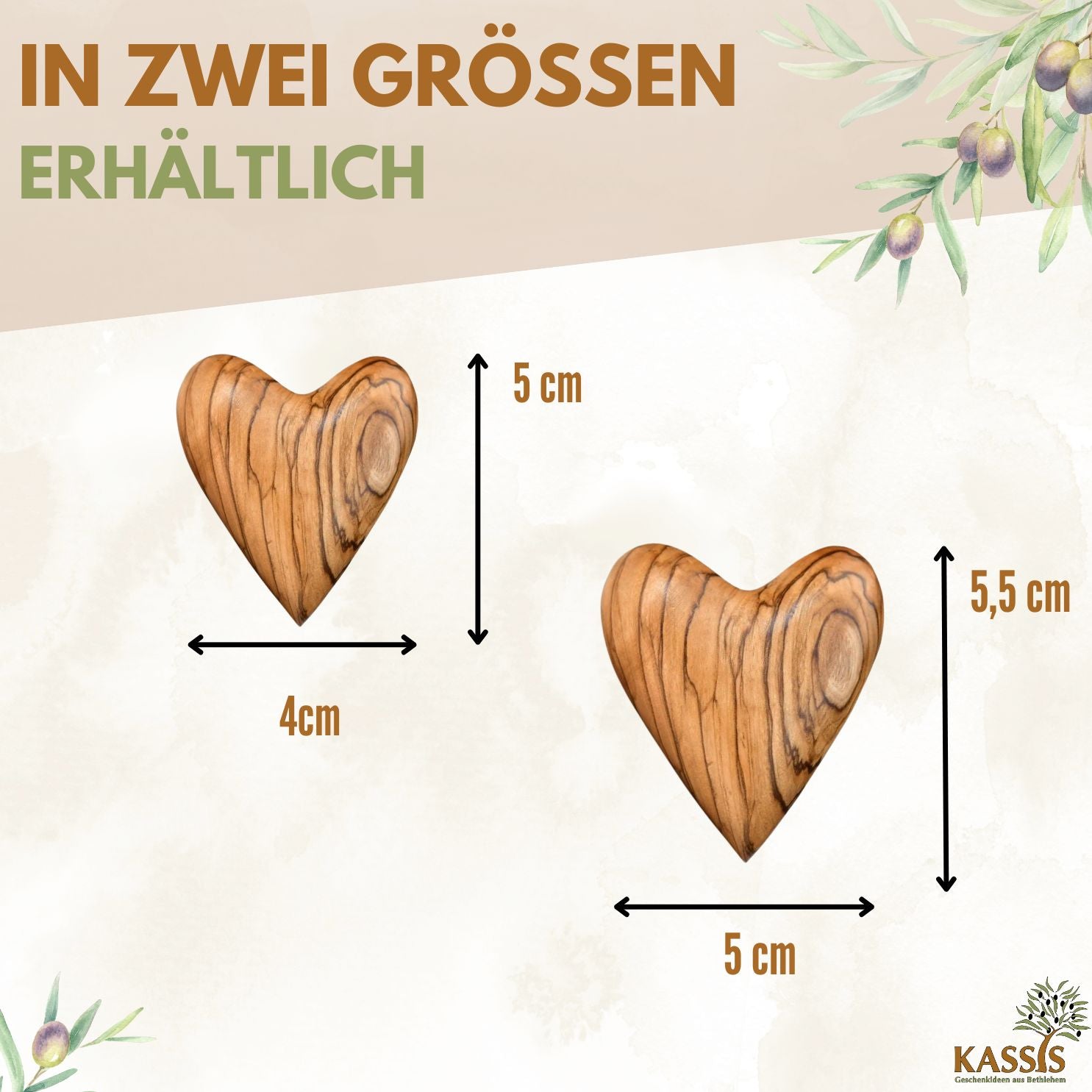 Olive Wood Heart-Shaped Palm Stone | Good Luck Charm Gift for Weddings, Valentine's Day, and Birthdays
