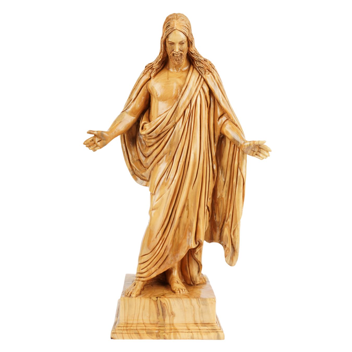 Hand-Carved Olive Wood Jesus Statue – Exclusive Christ Figure from Bethlehem (39 cm)