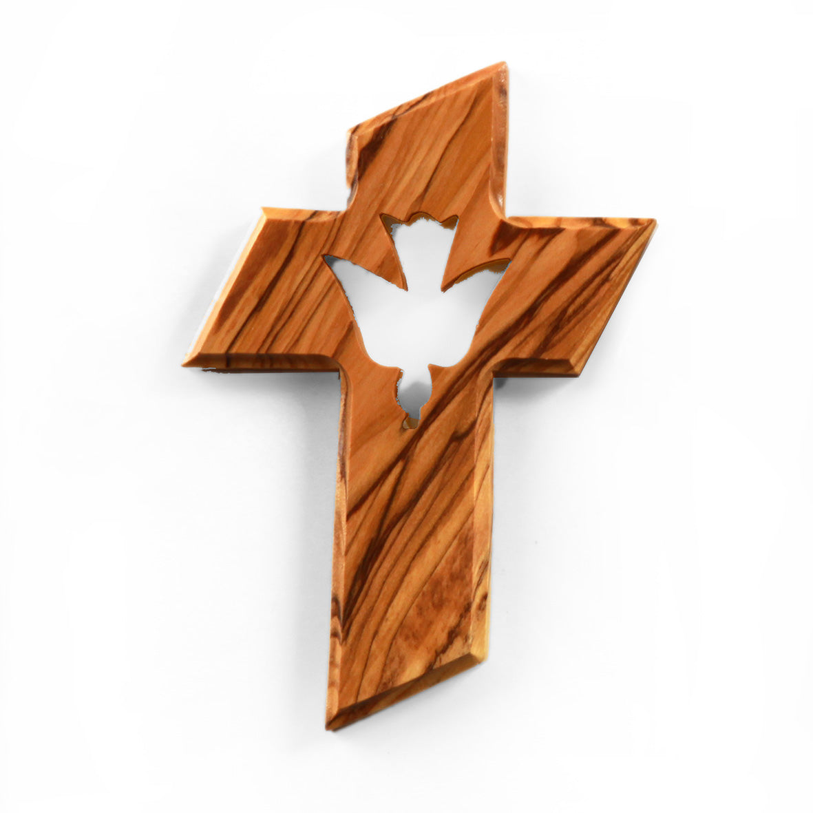 Olive Wood Cross with the Holy Spirit (13 cm) | Wall Cross as a Gift for Baptism, First Communion, and Confirmation