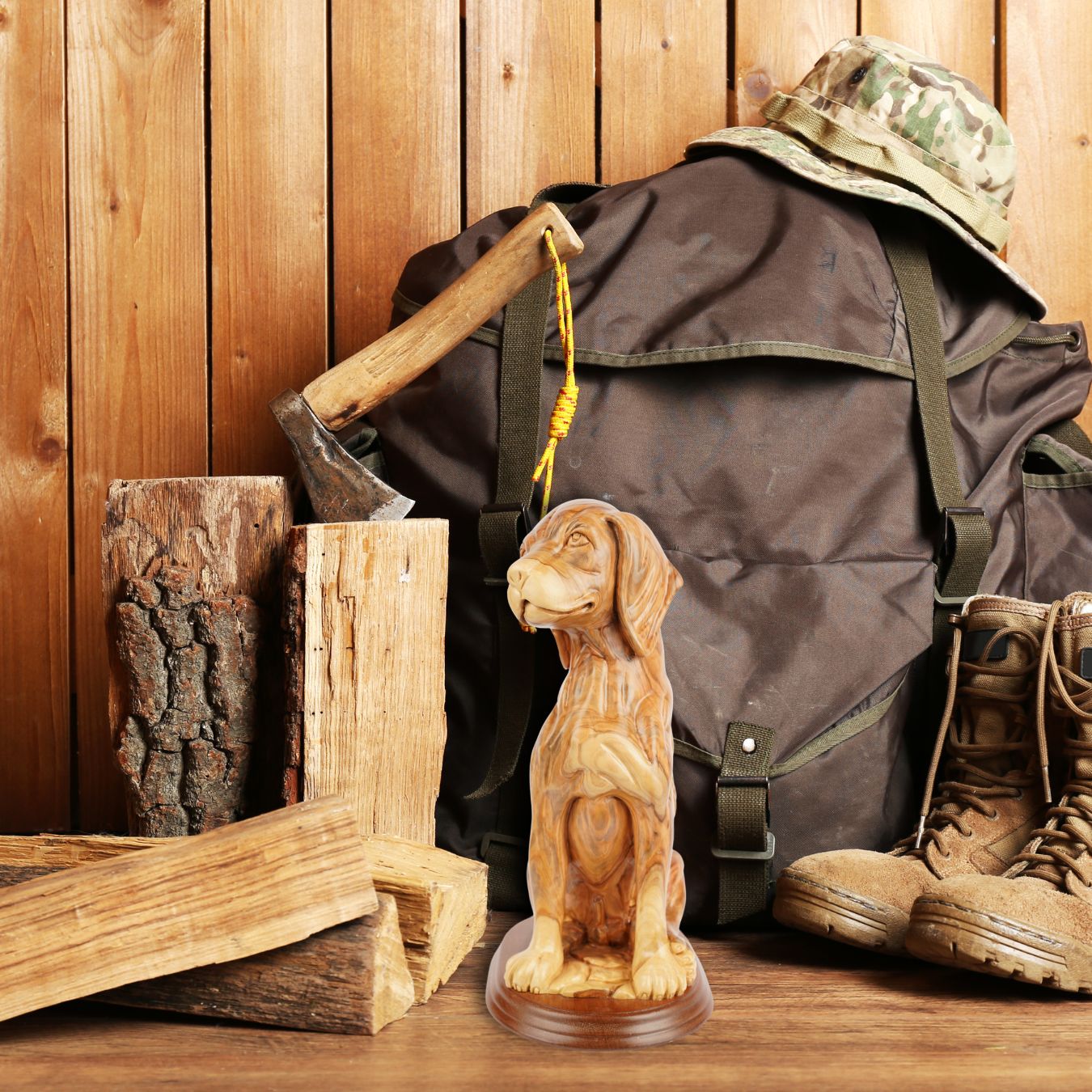 Hand-Carved Olive Wood Dog – Exclusive Wooden Sculpture from Bethlehem (32 cm)