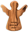 Guardian Angel Hand Flatterer Lucky Charm Made of Olive Wood as a Gift with the Saying "I am proud of you"