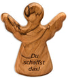 Guardian Angel Hand Flatterer Lucky Charm Made of Olive Wood as a Gift with the Saying "You can do it"
