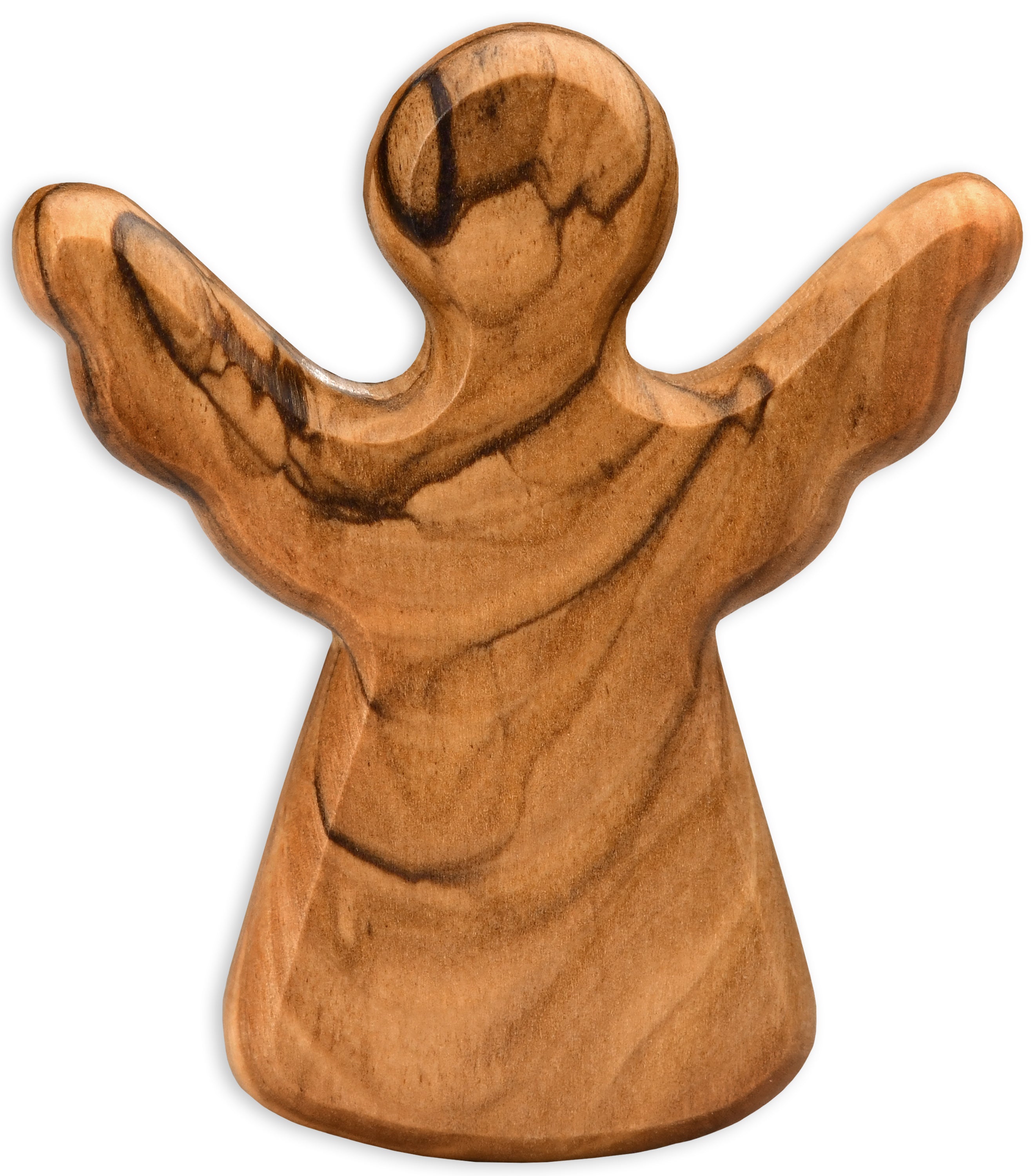 Guardian Angel as a Hand Flatterer Made of Olive Wood | A small good-luck charm as a gift for a baptism, birth, or First Communion