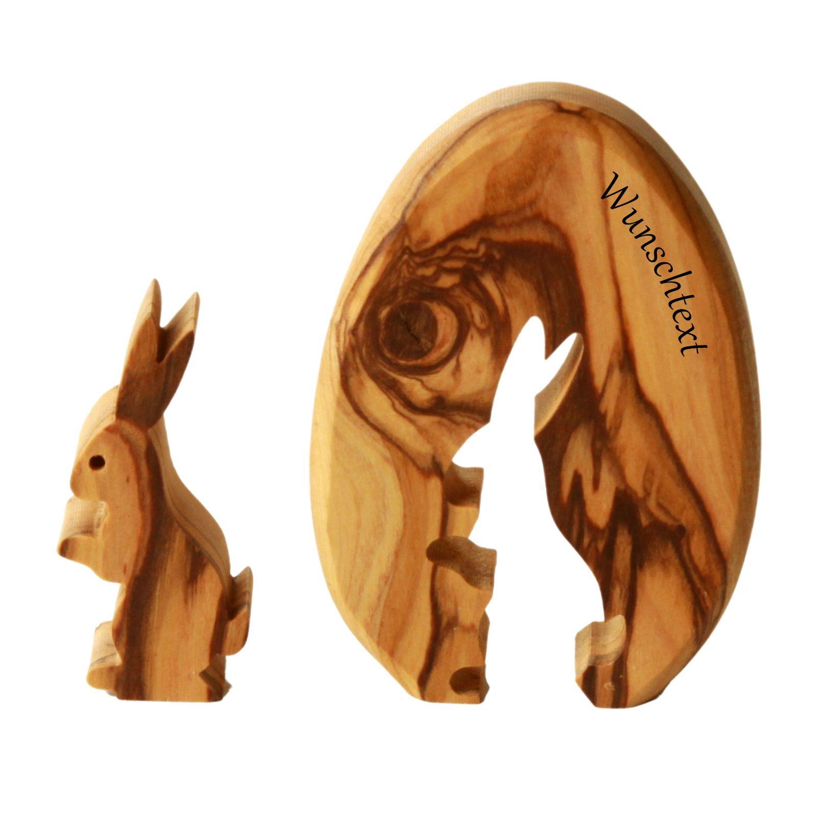Personalized Easter Bunny in an Olive Wood Egg with Engraving | Easter Table Decoration, Gift, Spring Decoration