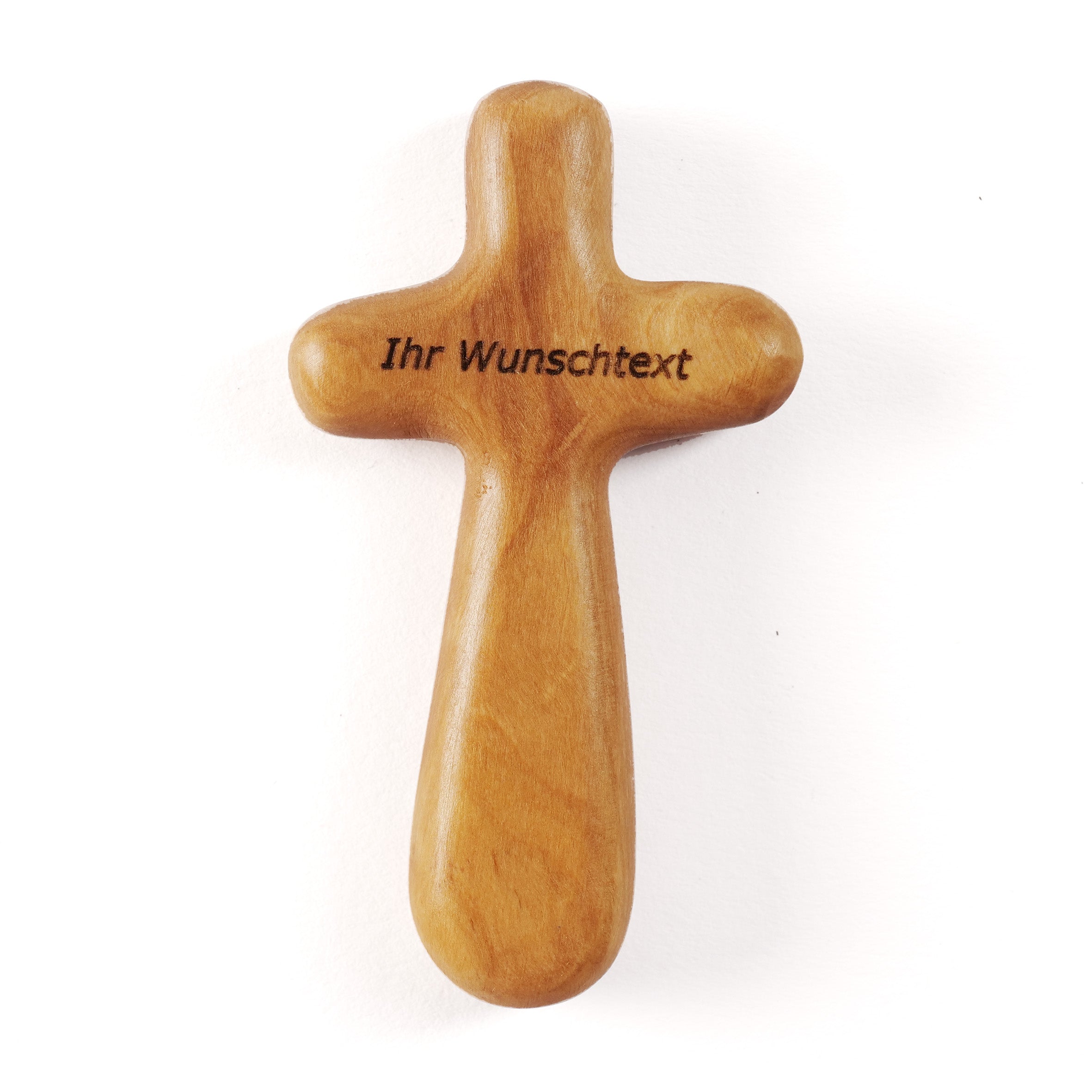 Personalized Olive Wood Cross Palm Stone with Engraving | Small Palm Cross as a Gift for Baptism & First Communion