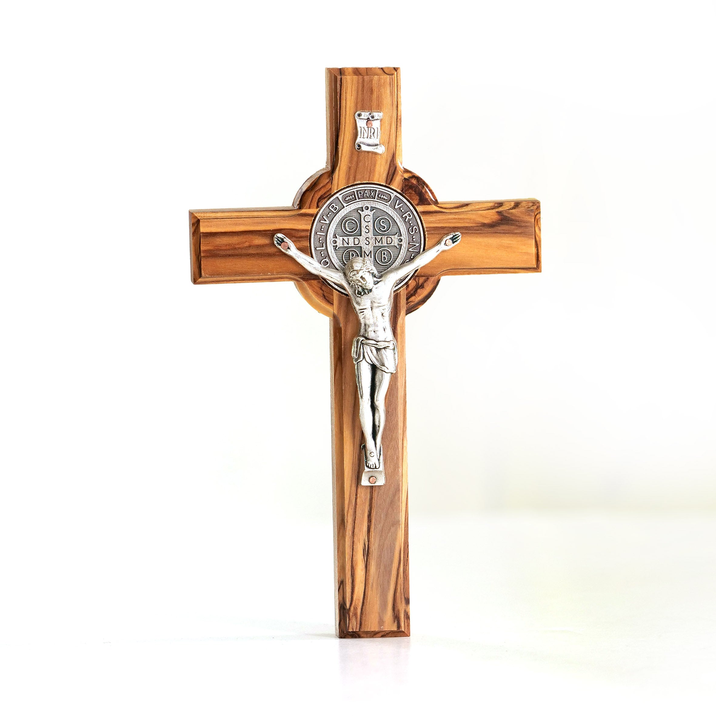 St. Benedict Cross Made of Olive Wood | Protective Cross as a Wall Cross & Gift for Baptism, First Communion, or Confirmation