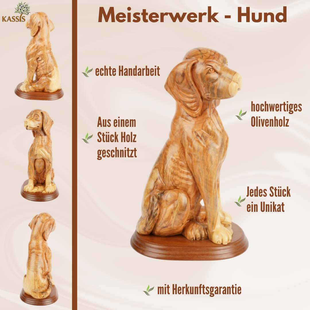 Hand-Carved Olive Wood Dog – Exclusive Wooden Sculpture from Bethlehem (32 cm)
