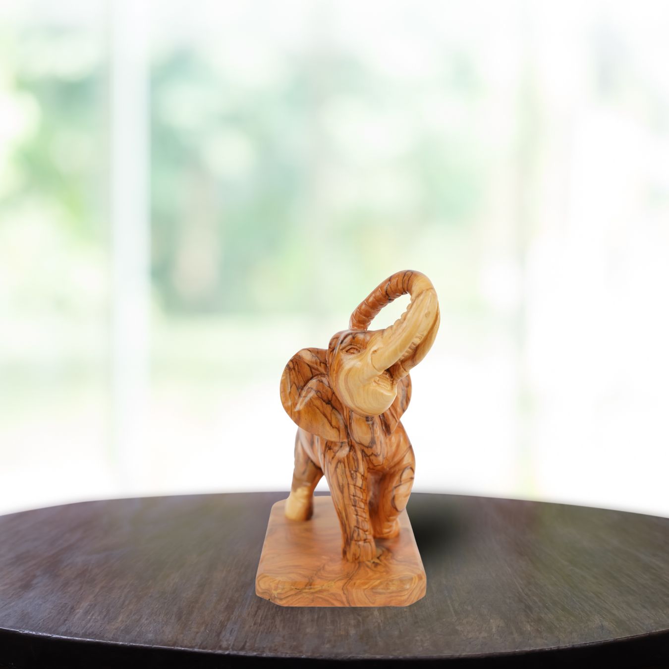 Hand-Carved Olive Wood Elephant – Exclusive Wooden Sculpture from Bethlehem (20 cm)