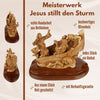Hand-Carved Boat Scene “Jesus calms the storm” – Exclusive Olive Wood Sculpture from Bethlehem (36 cm)